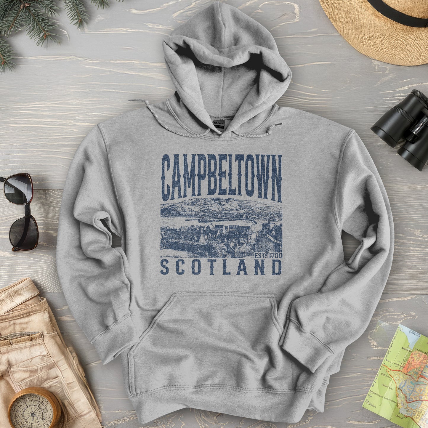 Campbeltown Scotland Sketch Hoodie