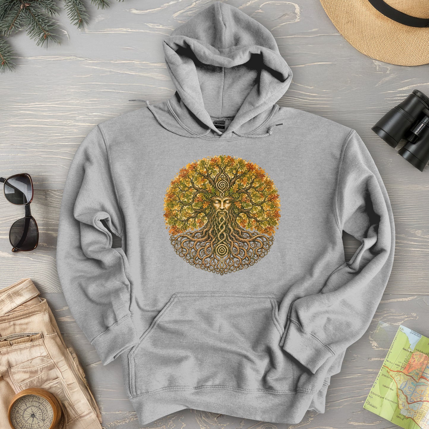 Green Man Autumn Bloom Hoodie
