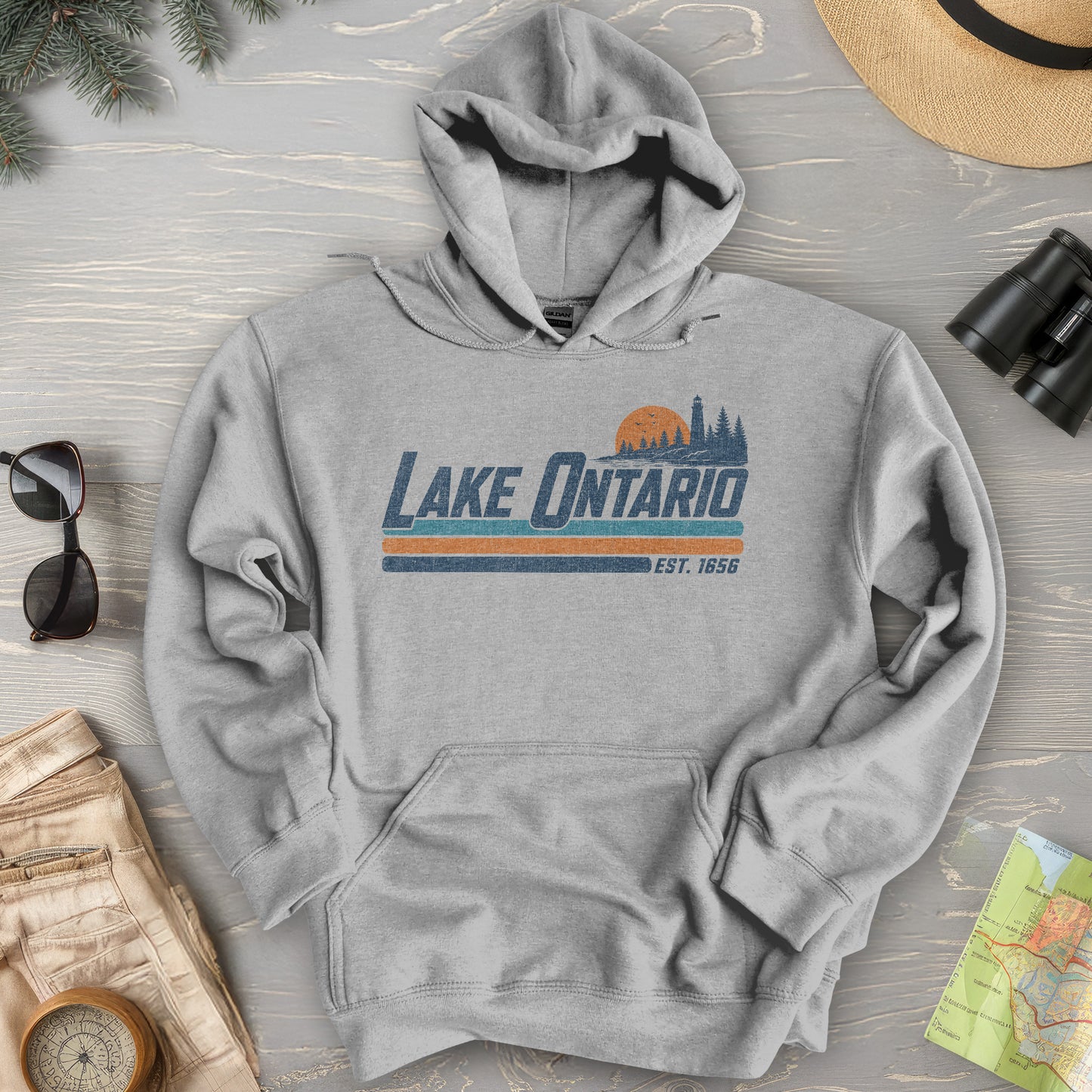 Lake Ontario Retro Stripe Hoodie