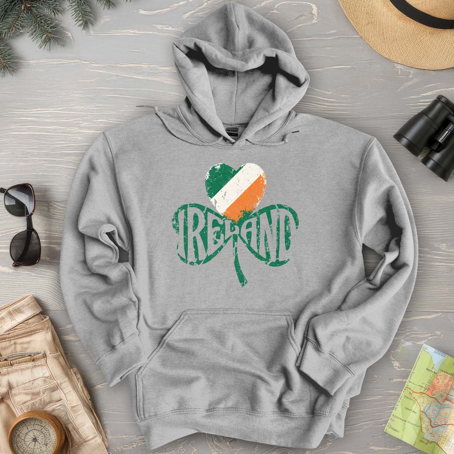 Ireland Shamrock Flag Hoodie