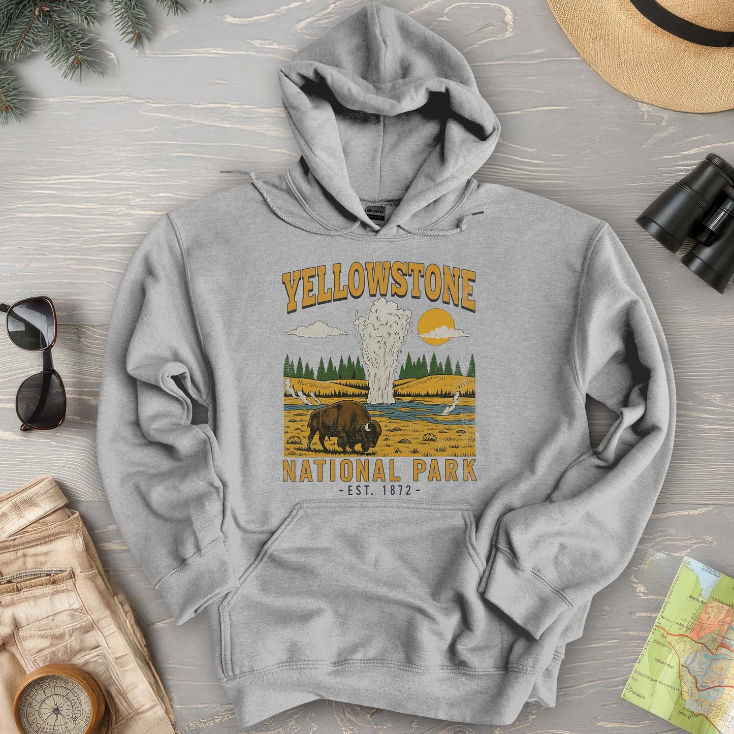 Yellowstone Old Faithful Buffalo Hoodie