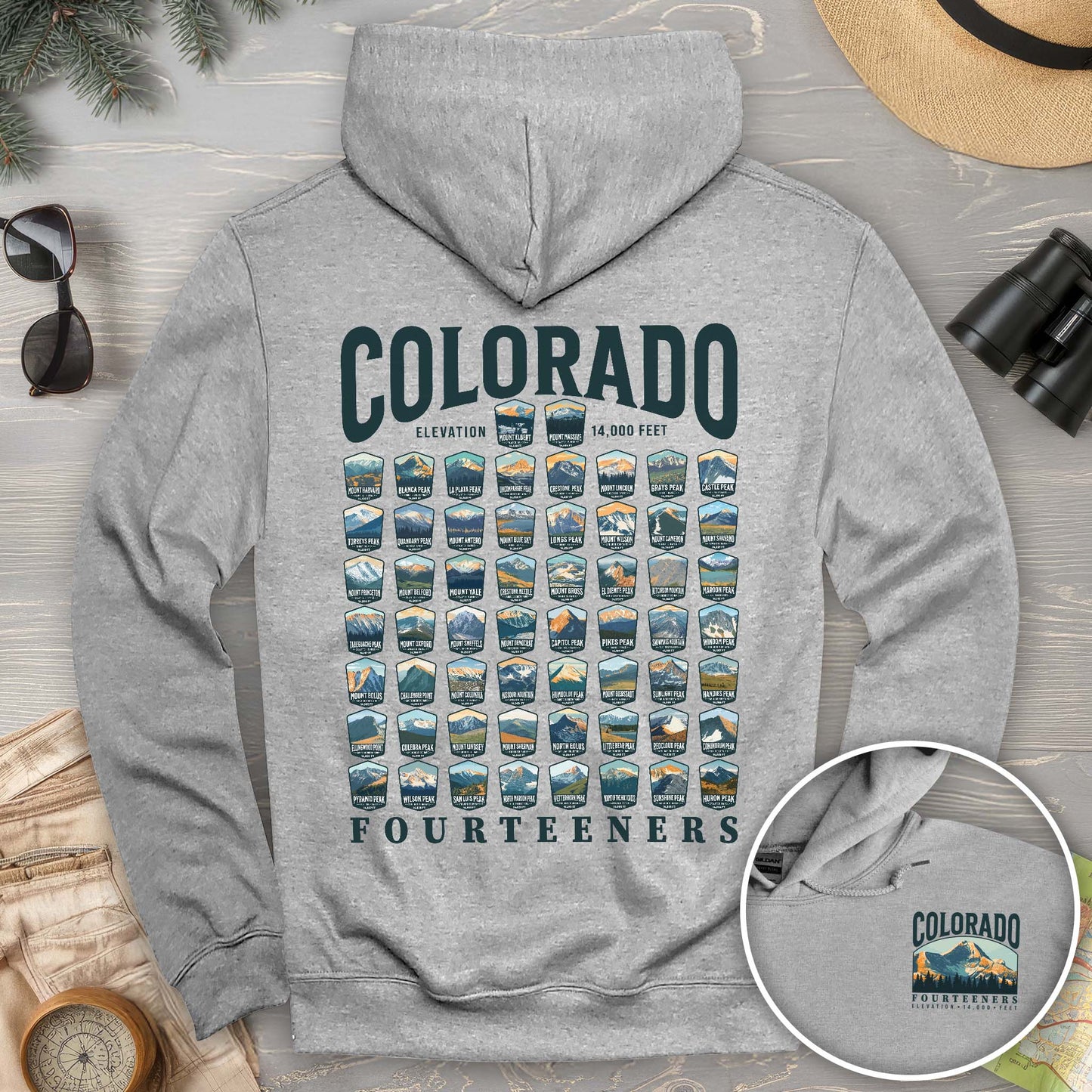 Colorado Fourteeners Front/Back Print Hoodie