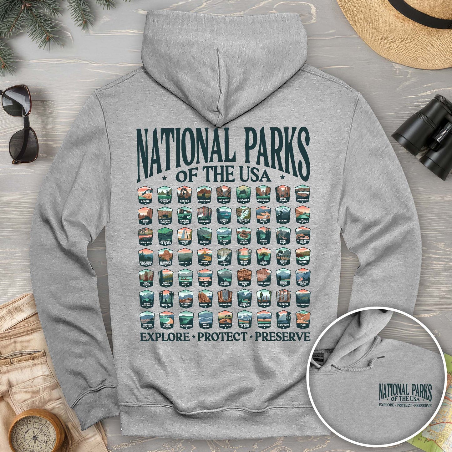 National Parks of the USA 63 Badges Hoodie