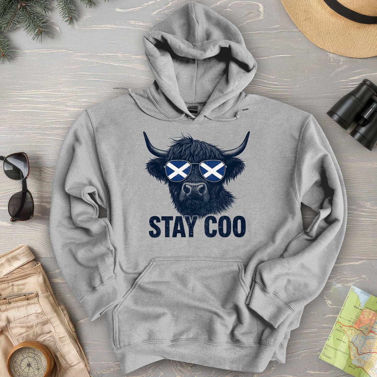 Stay Coo Highland Cow "Sunglasses" Hoodie