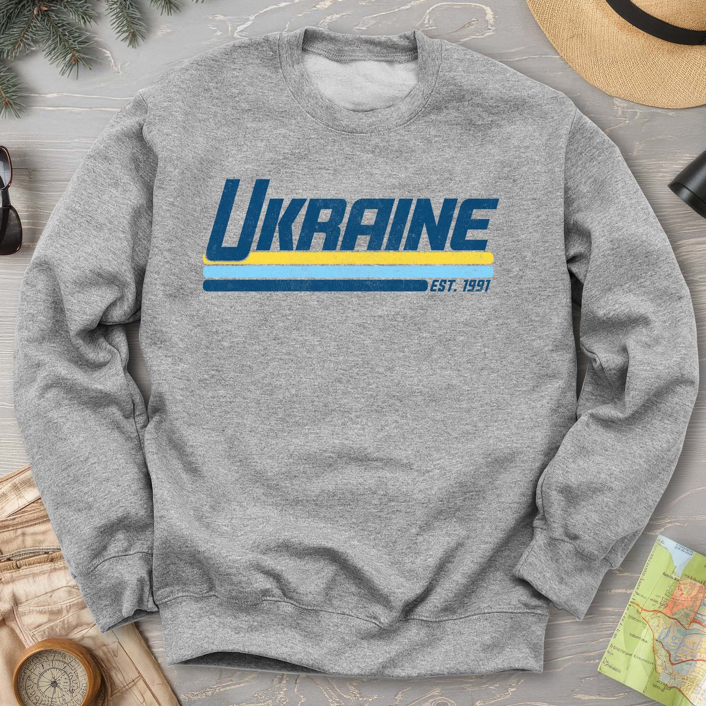 Ukraine Retro Stripe Crewneck Sweatshirt