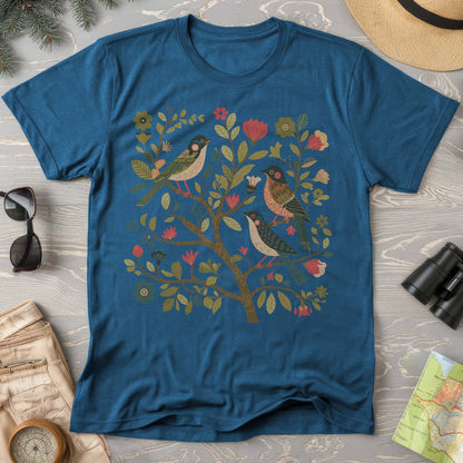 Cottagecore Birds "Folk Art Print" Comfort Colors T-Shirt