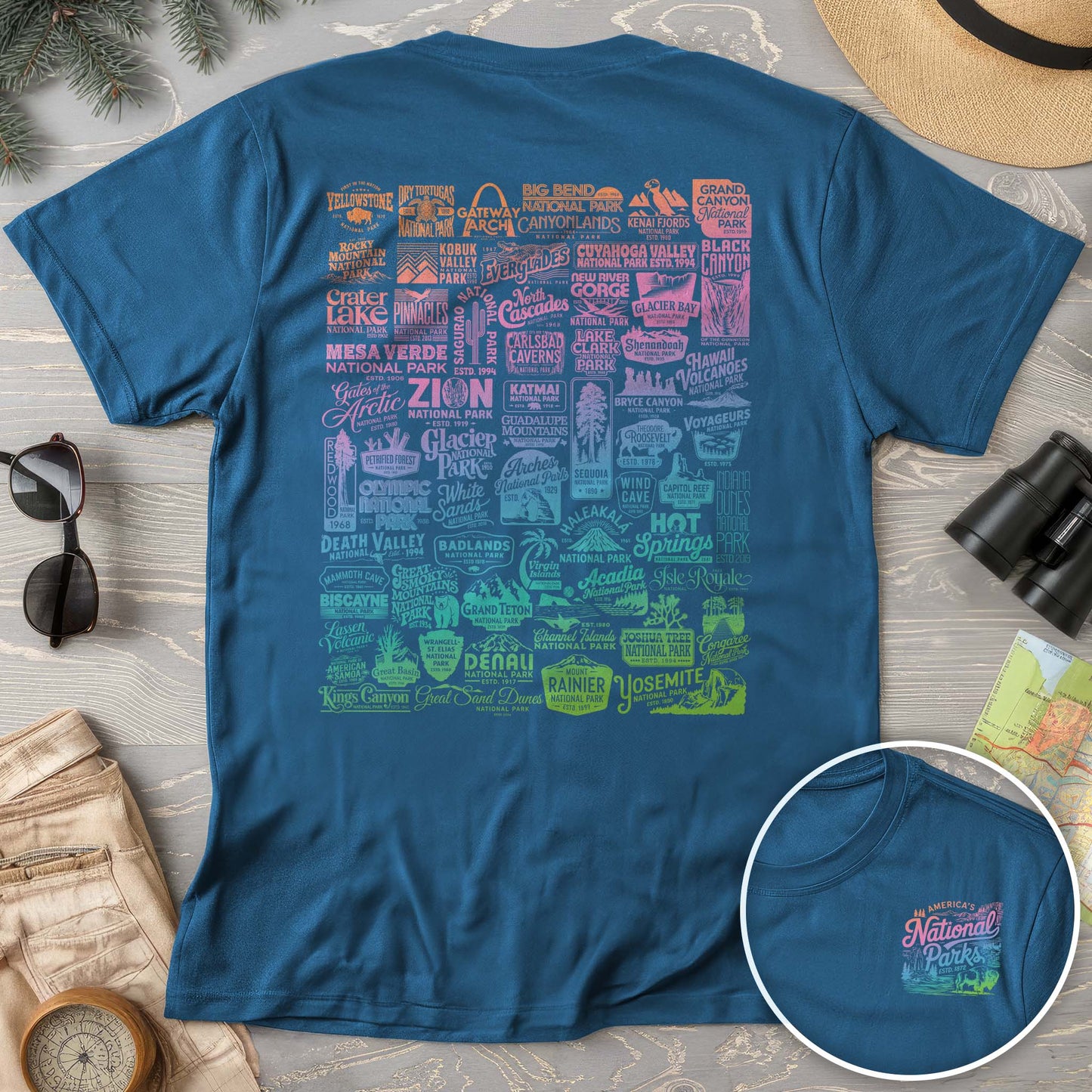 National Parks "63 Vintage Logos" Color Front/Back Print Comfort Colors T-Shirt