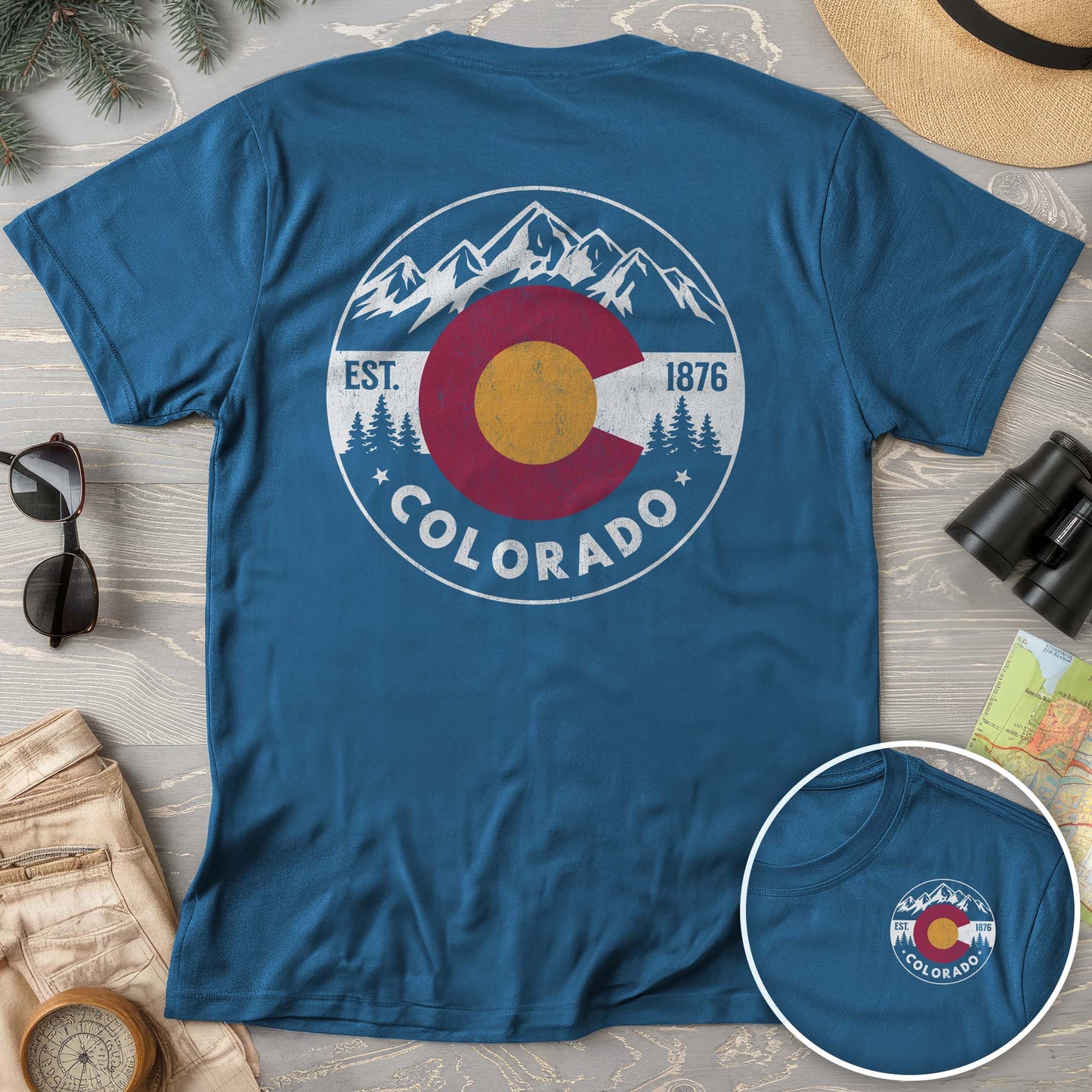 Colorado Flag Badge Textured Front/Back Comfort Colors T-Shirt