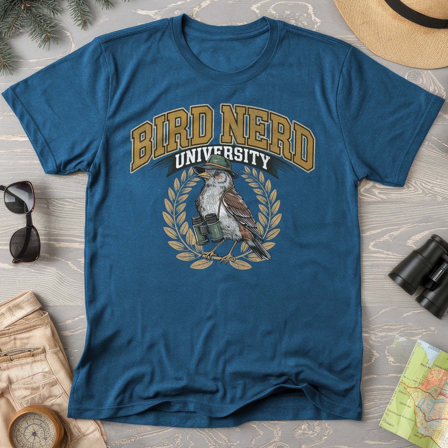 Bird Nerd University Varsity Textured Comfort Colors T-Shirt
