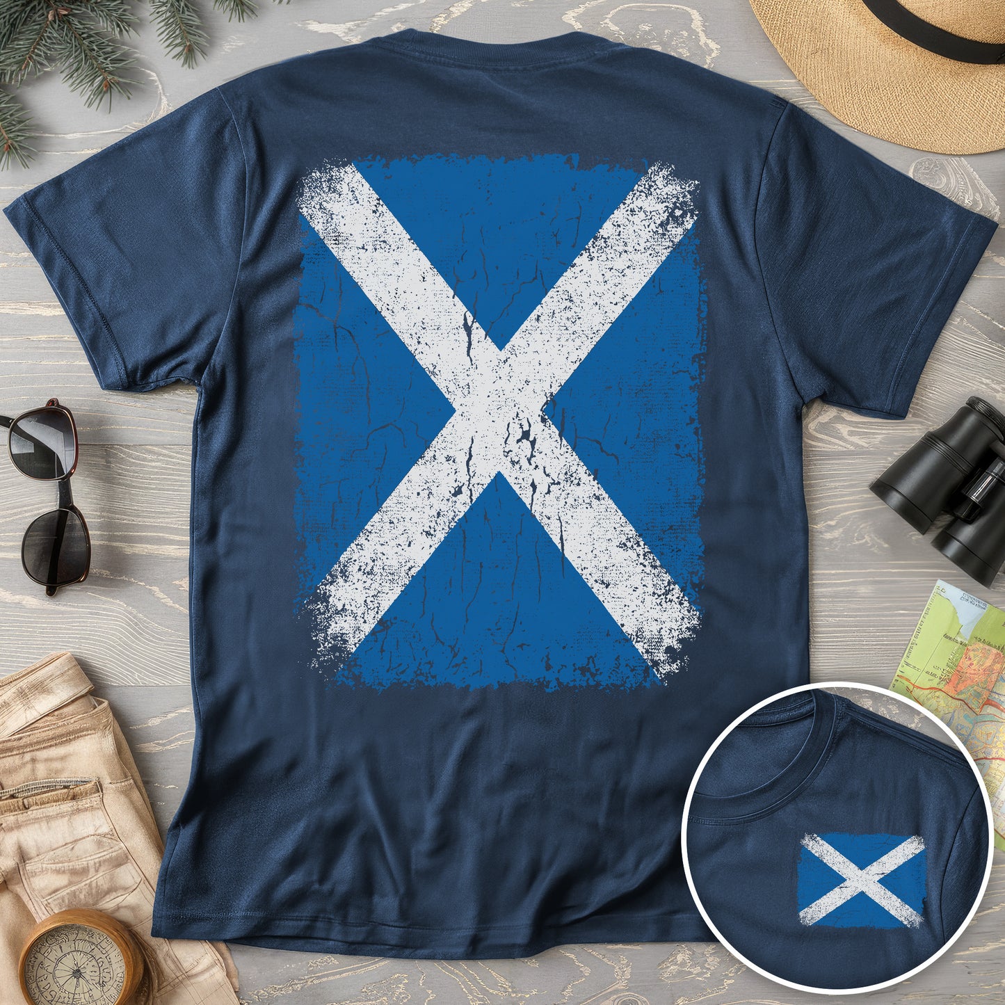 Scotland Distressed Flag Front/Back Print T-Shirt