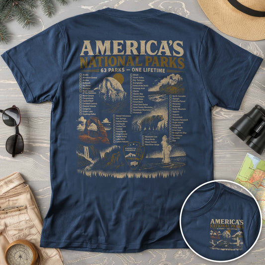 Vintage Parks Checklist Front/Back Print T-Shirt
