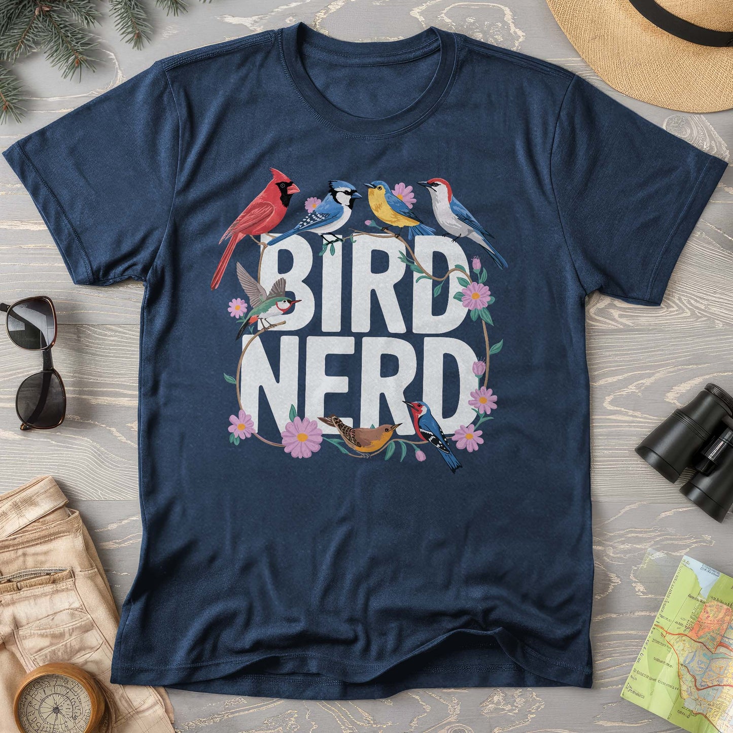 Bird Nerd "Flower Birds" Comfort Colors  T-Shirt