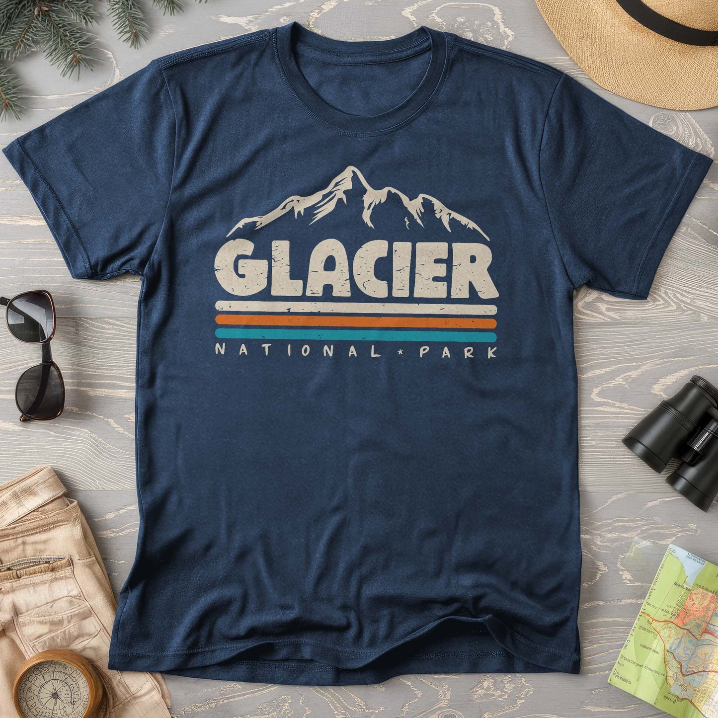 Glacier National Park "Retro Stipes" Comfort Colors T-Shirt