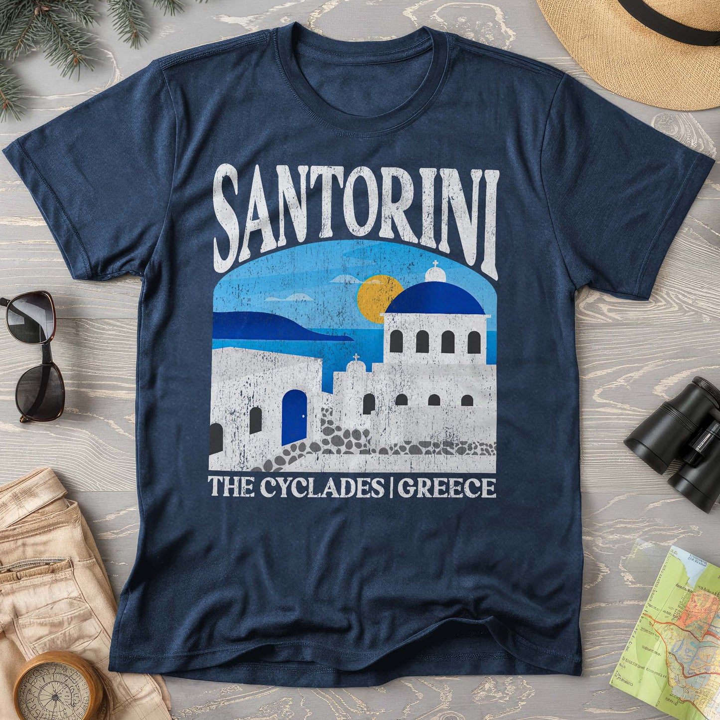 Santorini Greece "Big and Bold" Comfort Colors T-Shirt