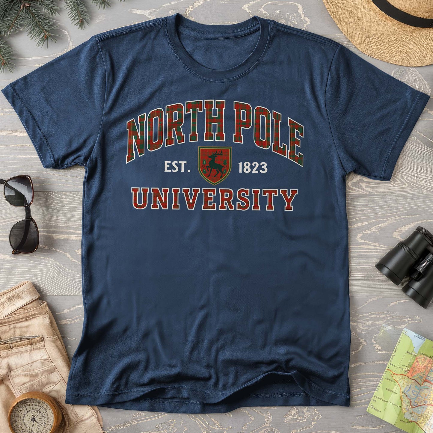 North Pole University Holiday Plaid Comfort Colors T-Shirt