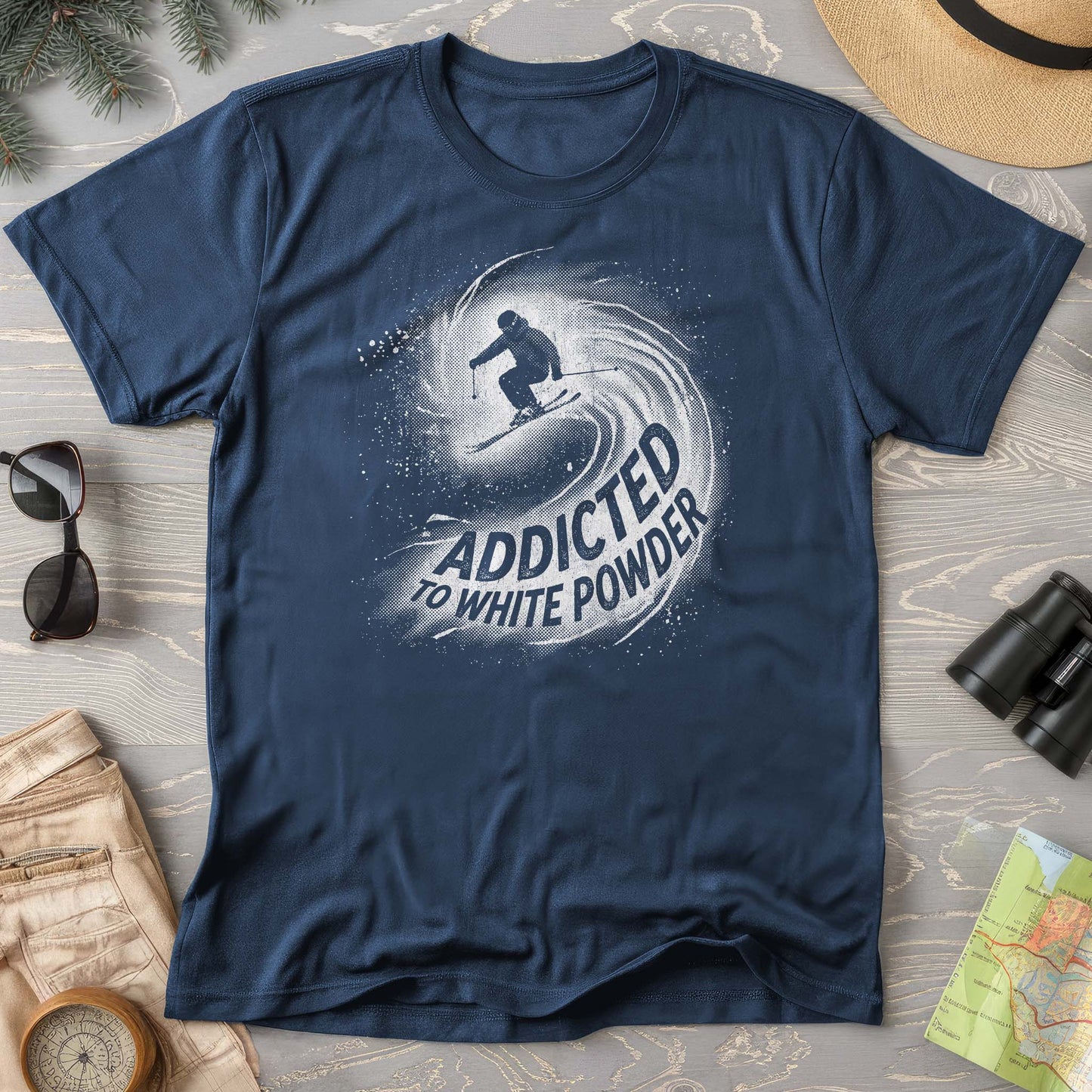 White Powder Skiing Comfort Colors T-shirt