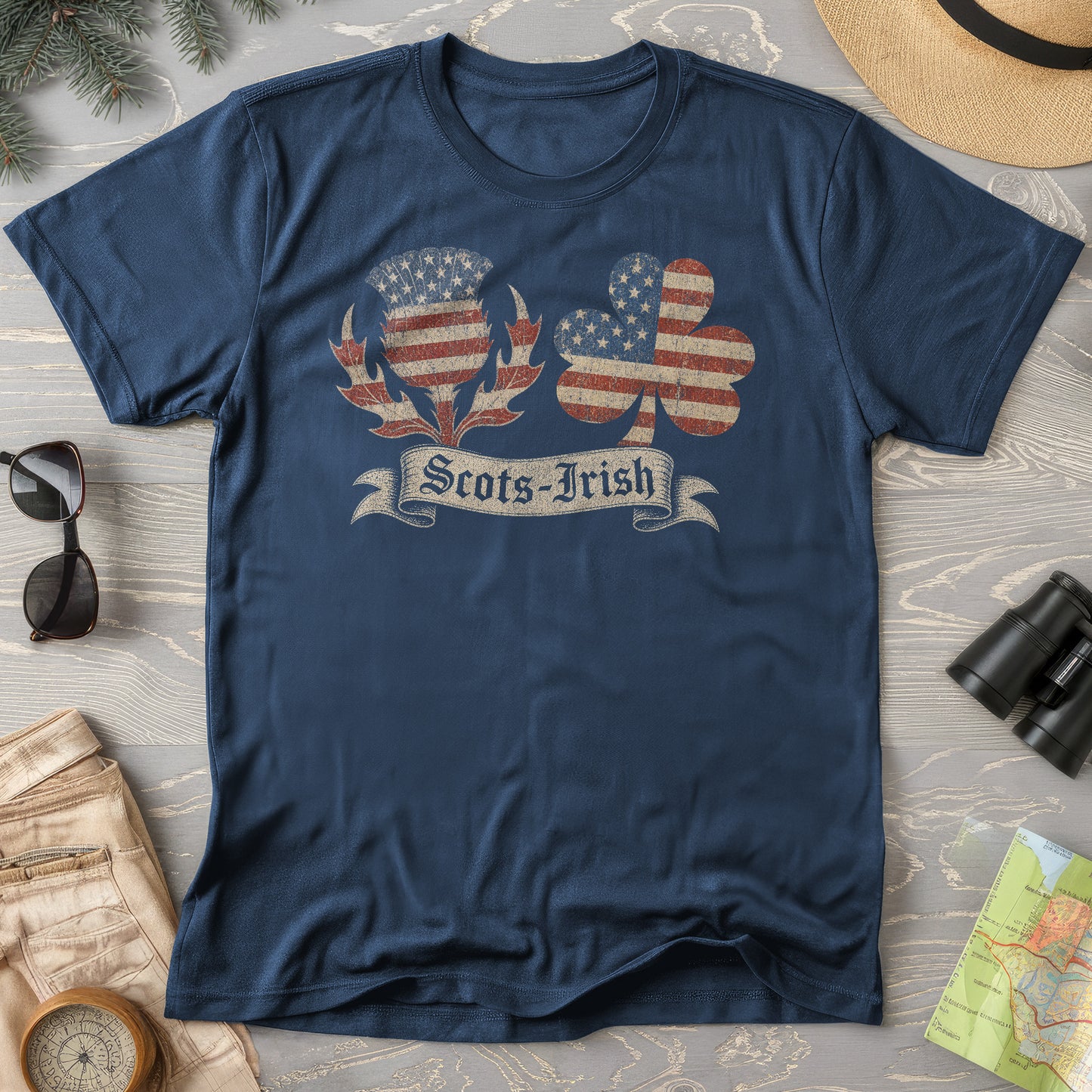Scots-Irish Clover Thistle Flag T-Shirt