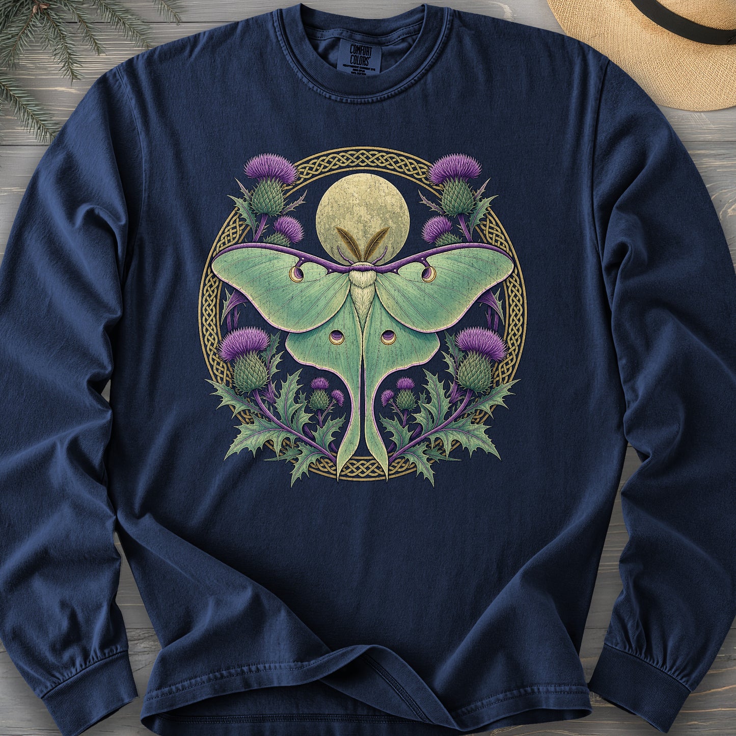 Thistle Luna Moth Long Sleeve Shirt