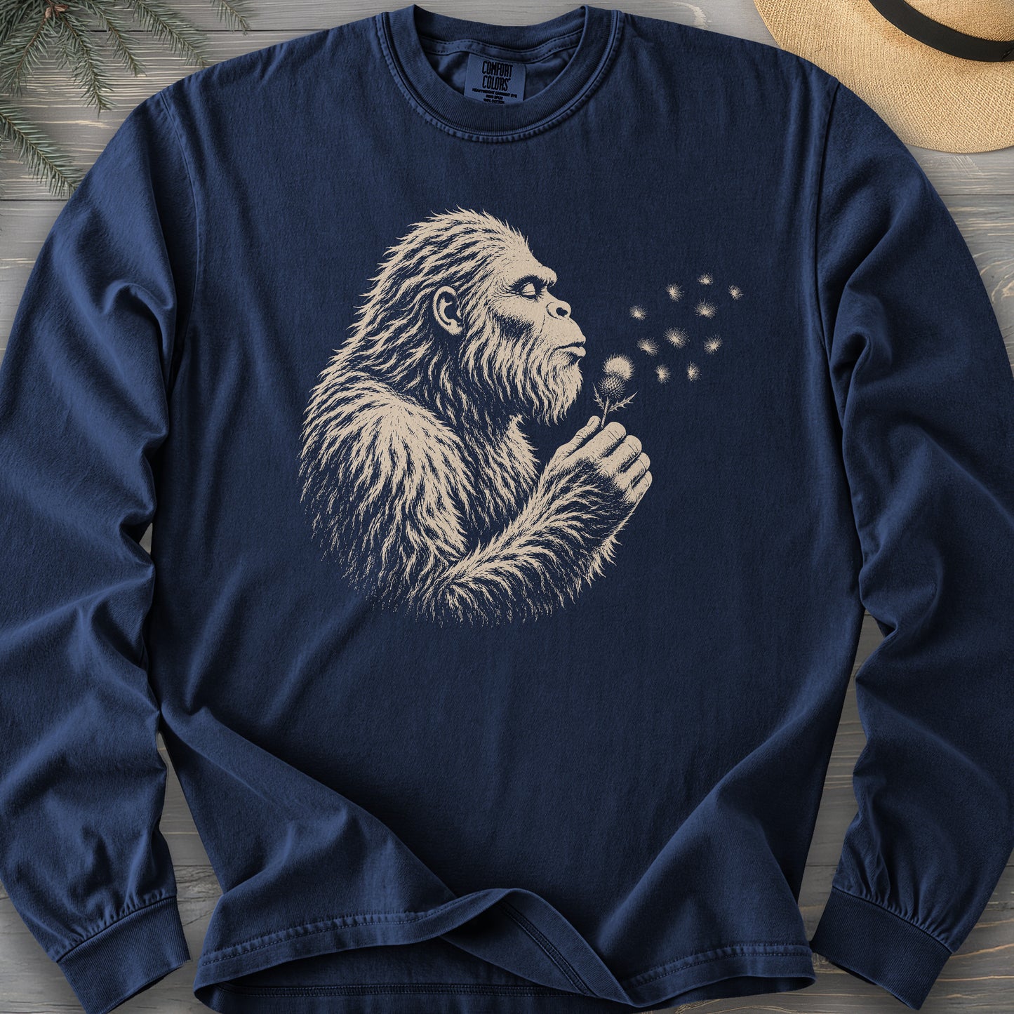 Bigfoot Blowing Thistle Comfort Colors 6014 Long Sleeve