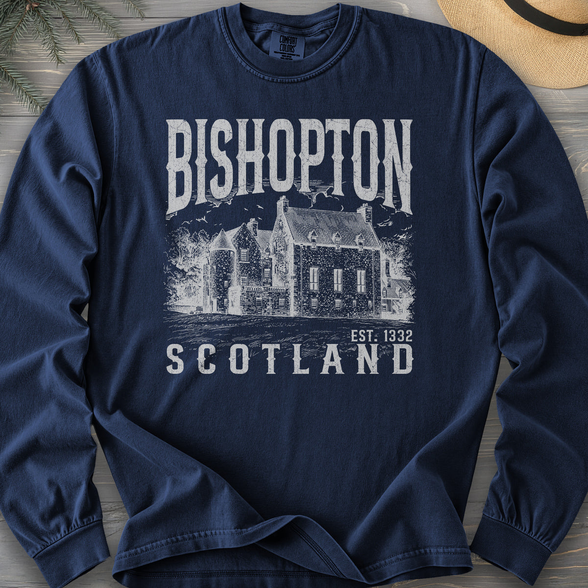 Bishopton Scotland Sketch Comfort Colors 6014 Long Sleeve