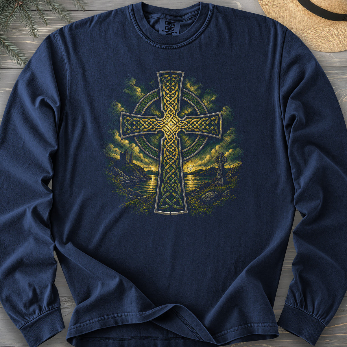 Celtic Cross Comfort Colors 6014 Long Sleeve