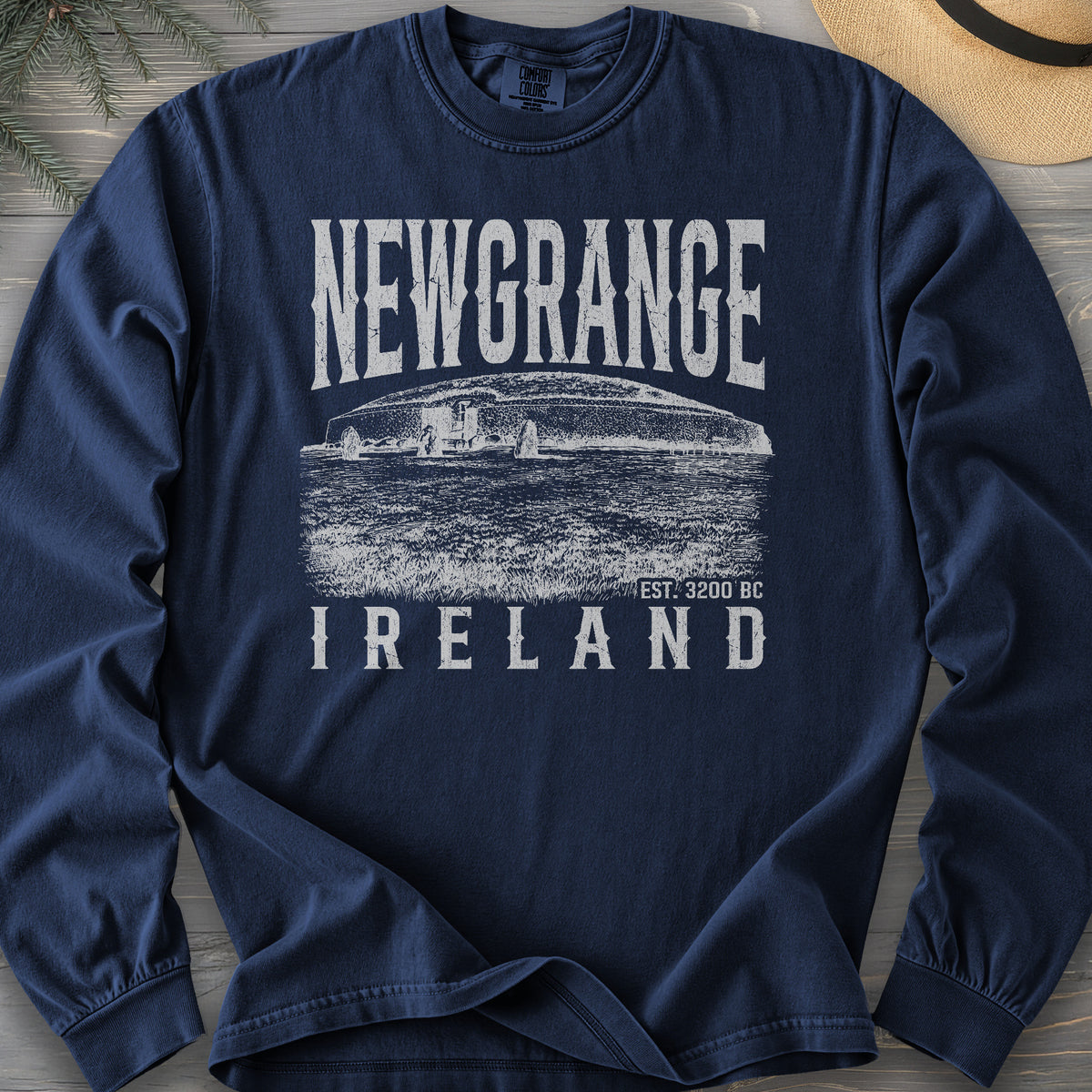 Newgrange Ireland Sketch Comfort Colors 6014 Long Sleeve