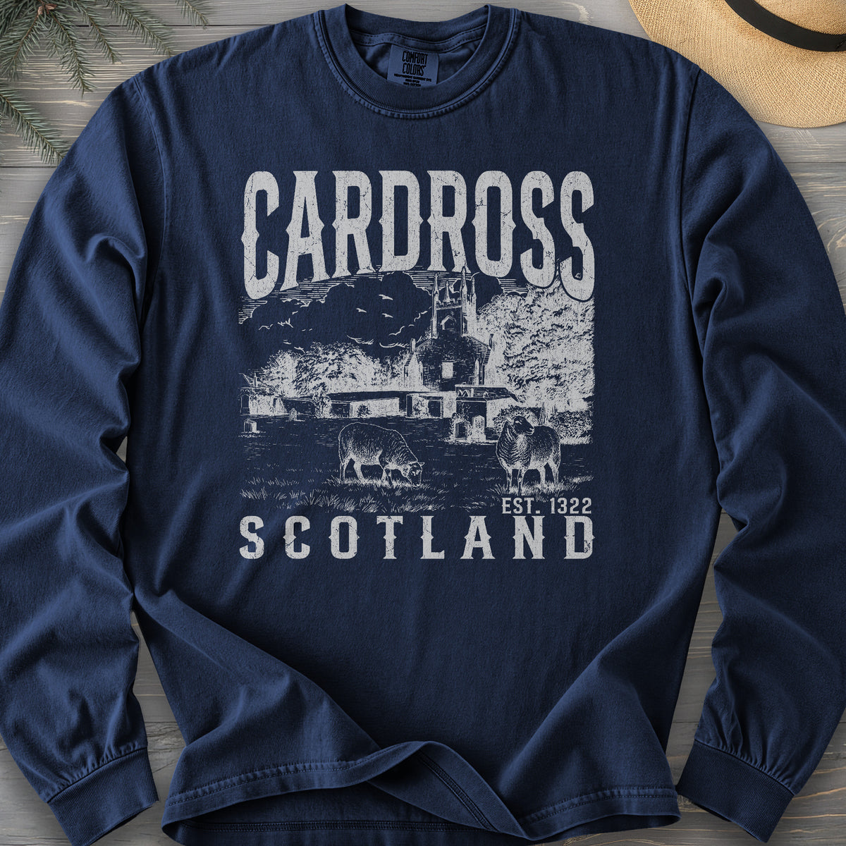 Cardross Scotland Sketch Comfort Colors 6014 Long Sleeve