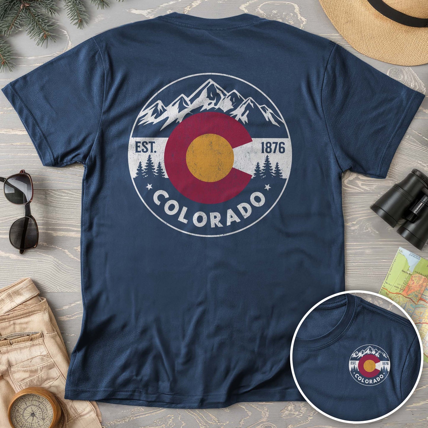 Colorado Flag Badge Textured Front/Back Comfort Colors T-Shirt
