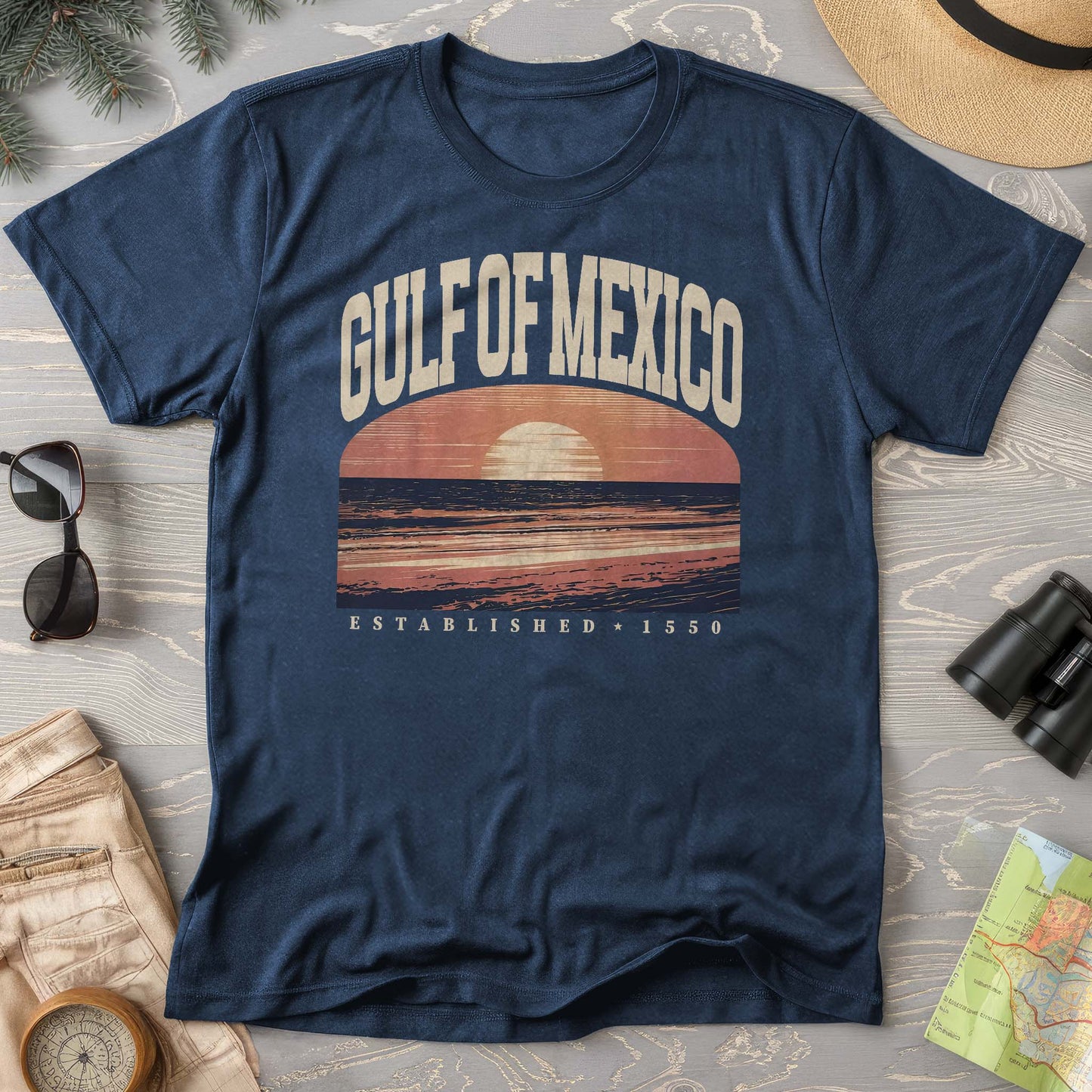 Bargain Bin Overstock! Gulf of Mexico Varsity Sunset Comfort Colors T-Shirt
