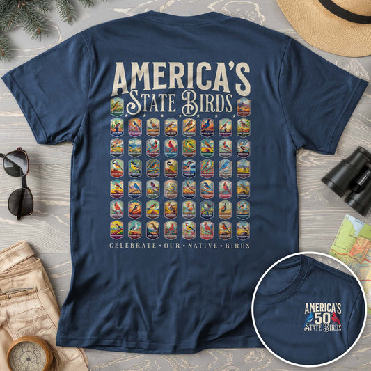 Bargain Bin Overstock! America's State Birds Front/Back Print T-Shirt