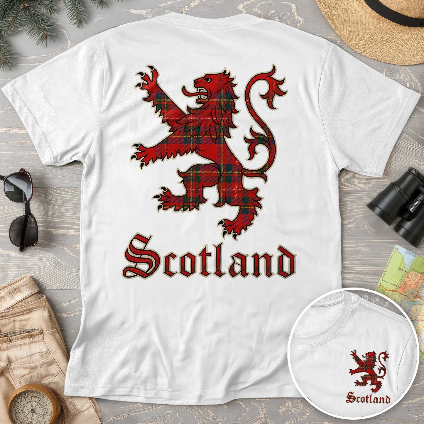 Scotland Tartan Lion Front/Back Print T-shirt