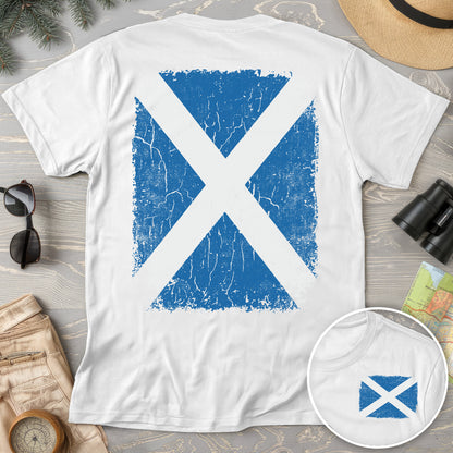 Scotland Distressed Flag Front/Back Print T-Shirt