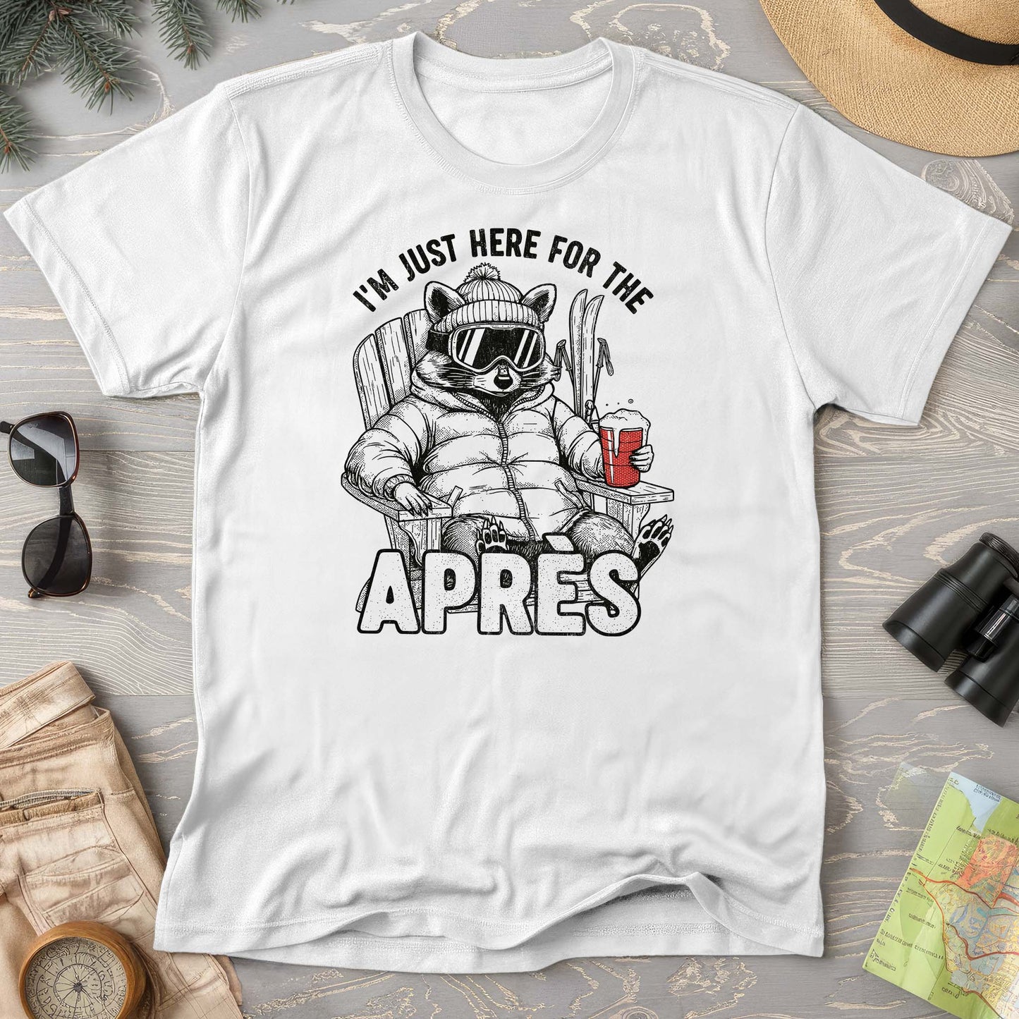 Just Here for the Apres "Raccoon" Comfort Colors T-shirt