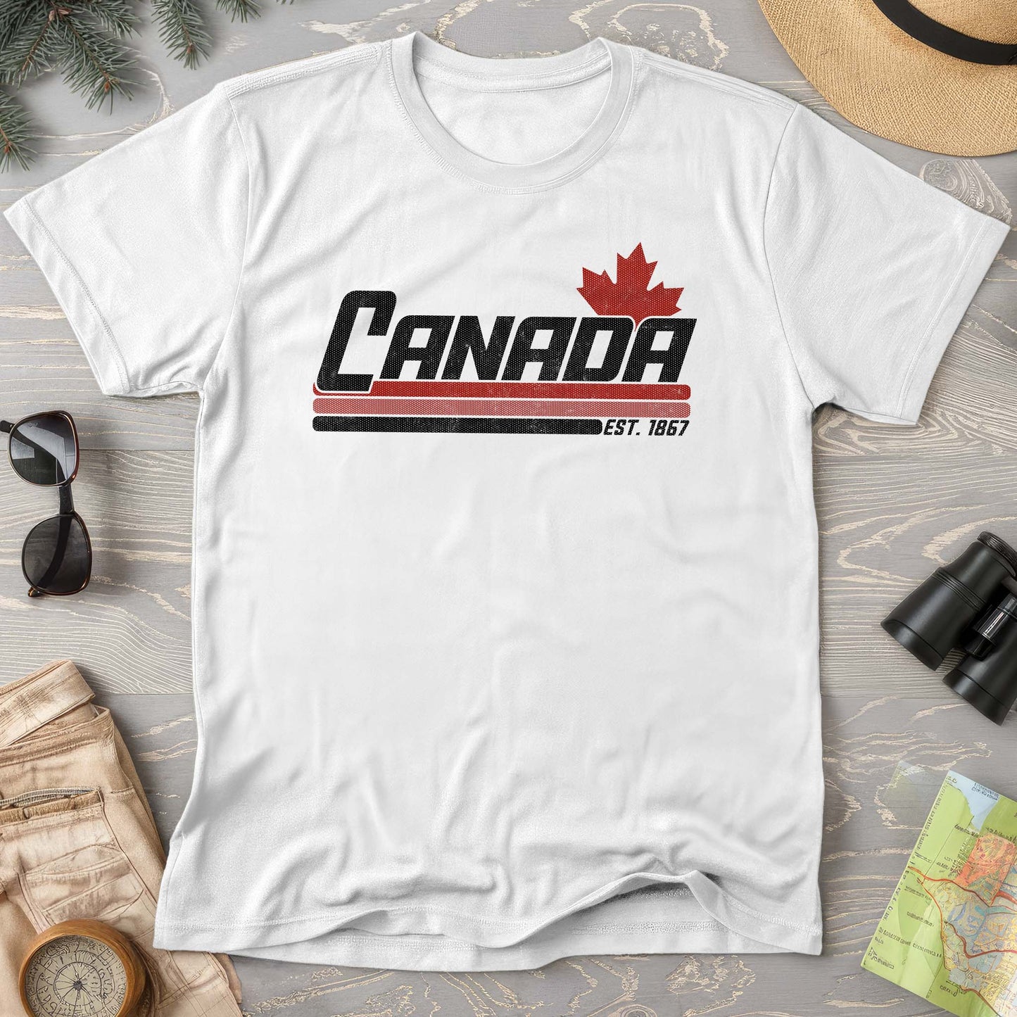 Canada Retro Stripe Comfort Colors T-shirt