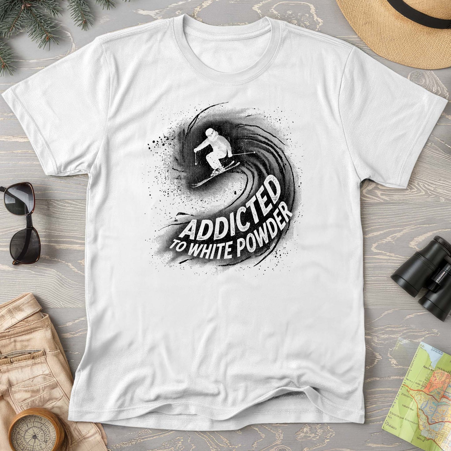 White Powder Skiing Comfort Colors T-shirt