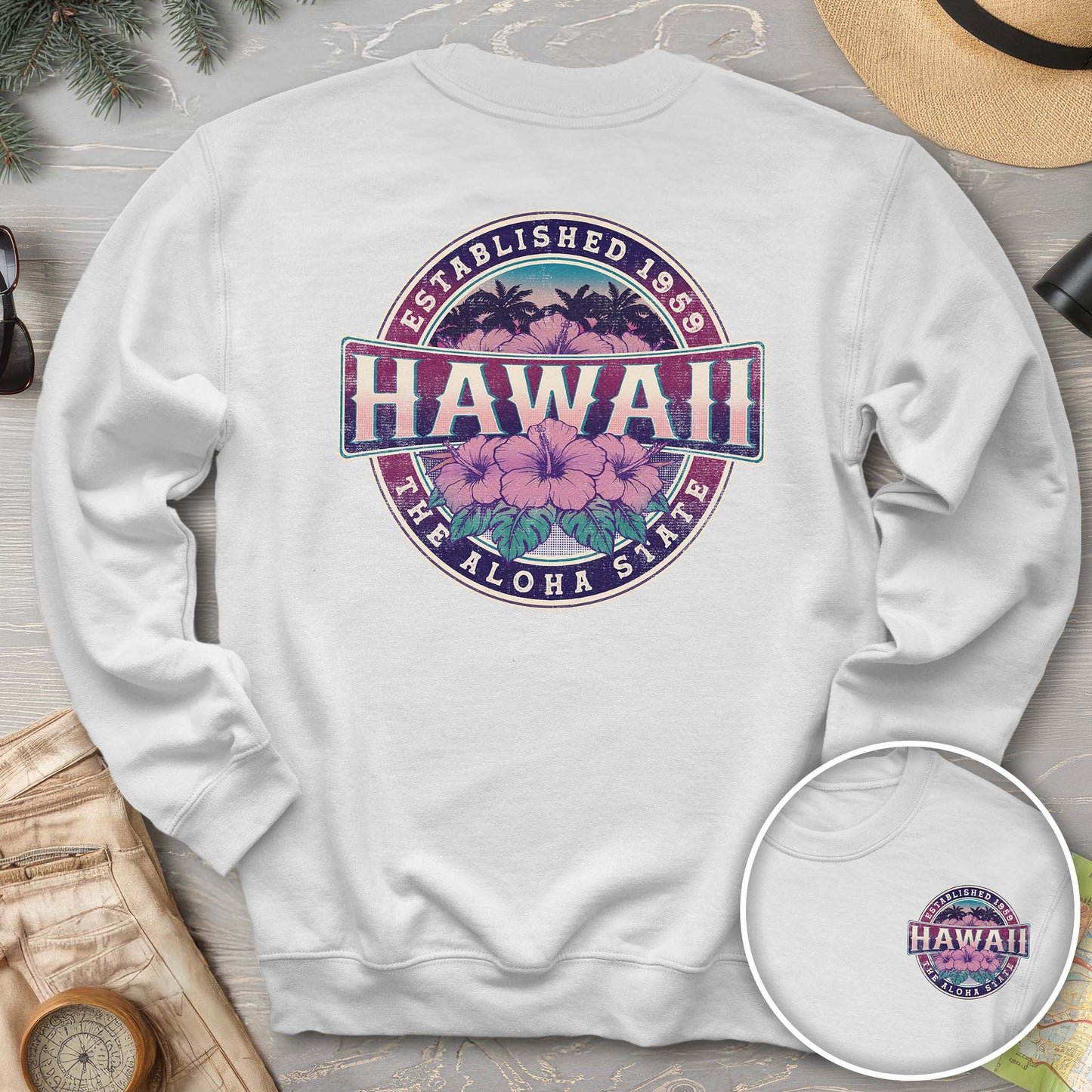 Hawaii Badge Front/Back Print Sweatshirt