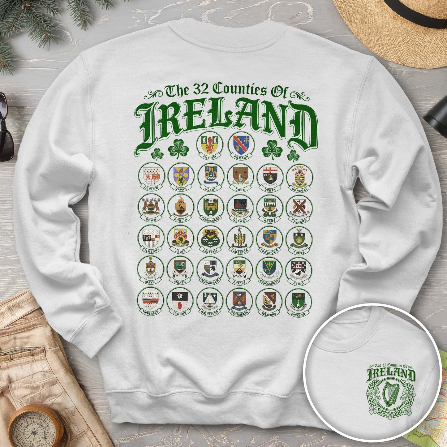 Ireland County Crests Front/Back Print Sweatshirt