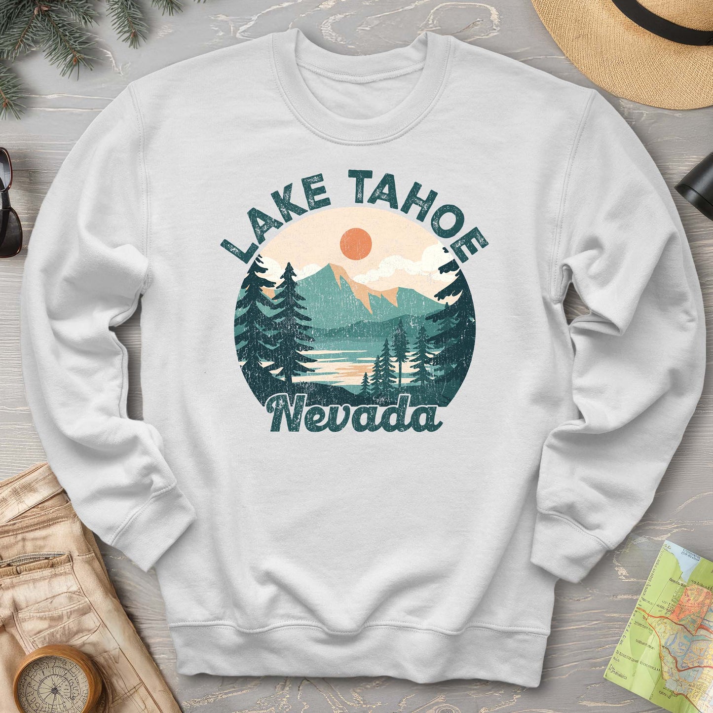 Lake Tahoe Nevada Vintage Circle Sweatshirt