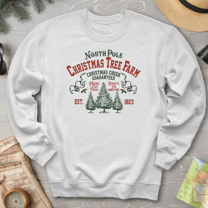 North Pole Christmas Tree Farm Vintage Print Sweatshirt