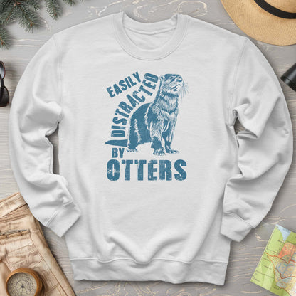 Easily Distracted By Otters Vintage Print Sweatshirt