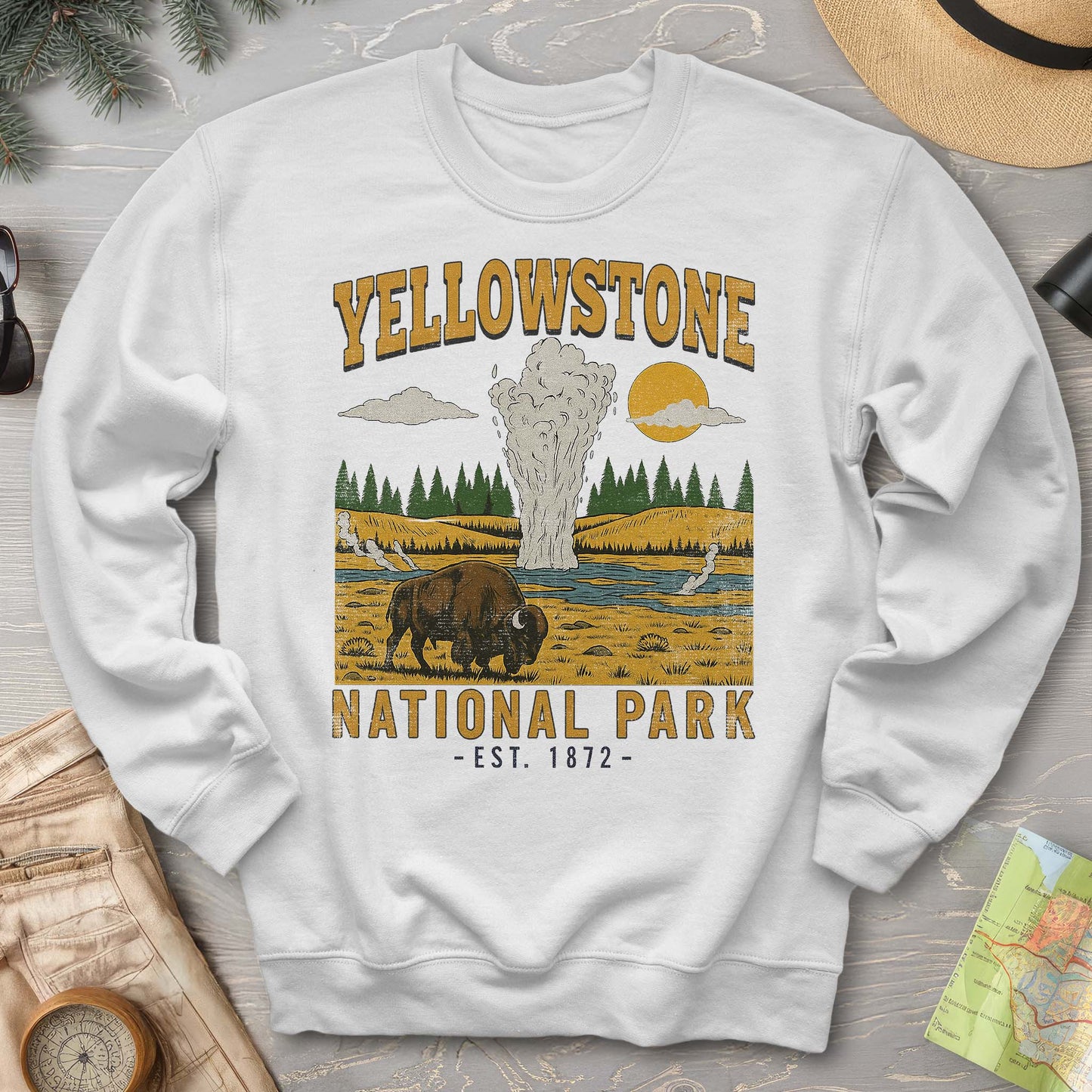 Yellowstone Old Faithful Buffalo Sweatshirt