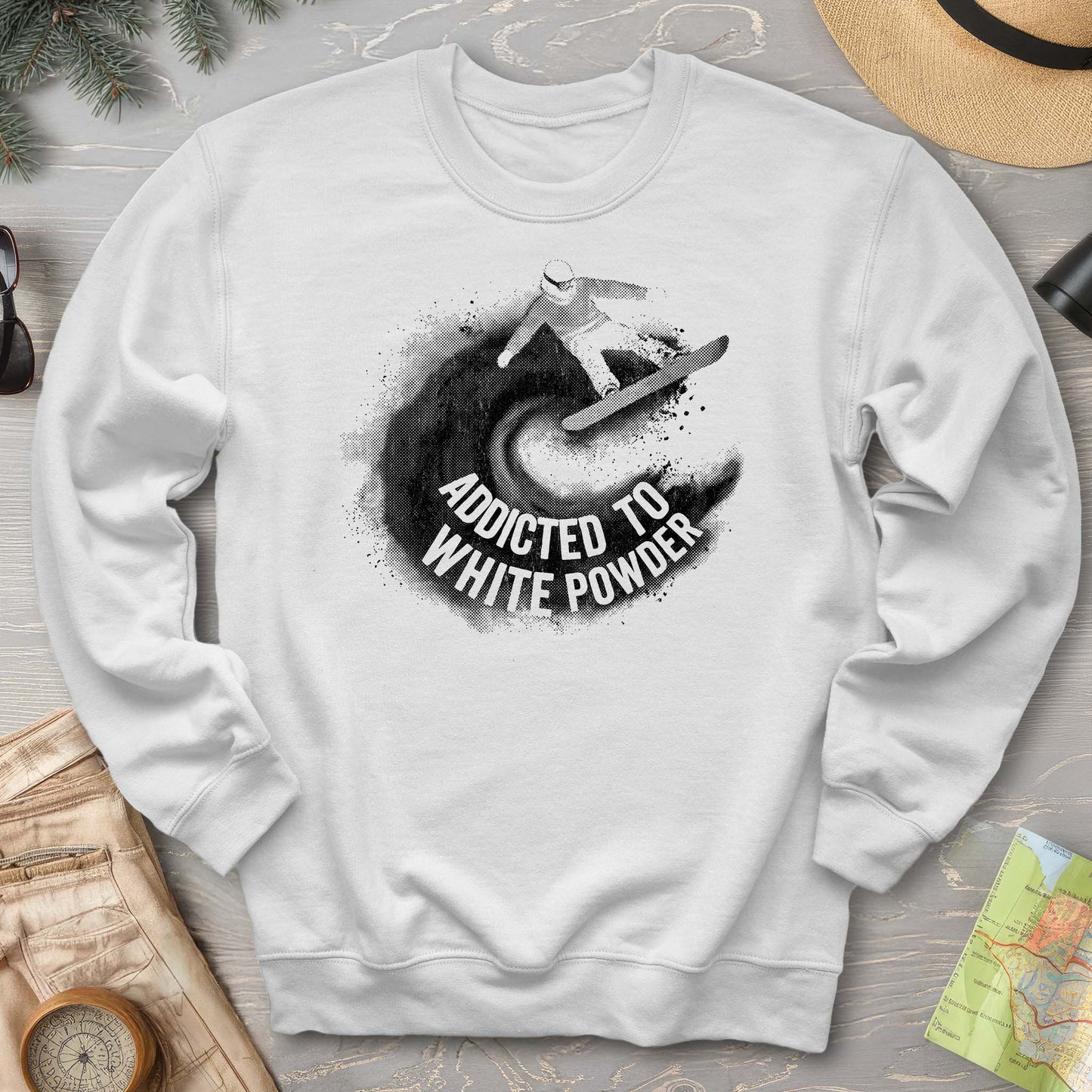 White Powder Snowboard Sweatshirt