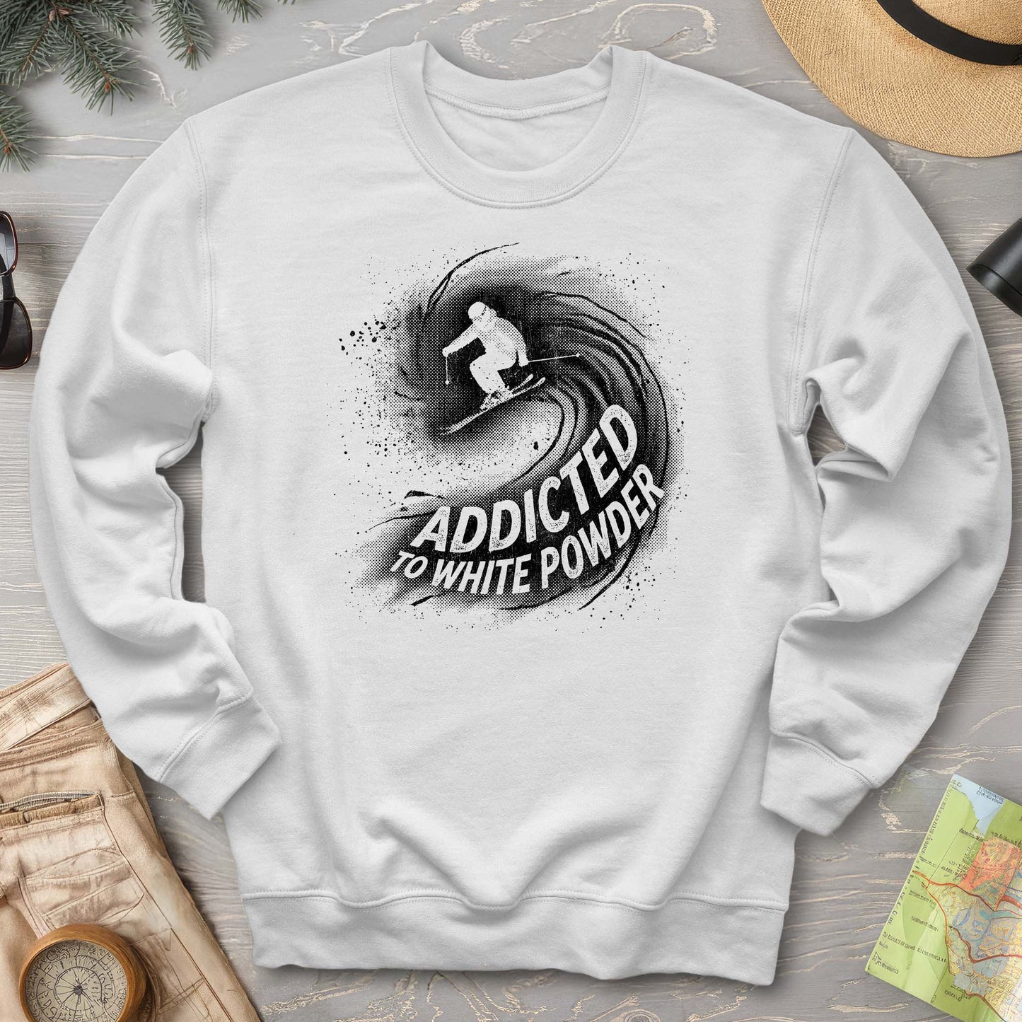 White Powder Skiing  Sweatshirt