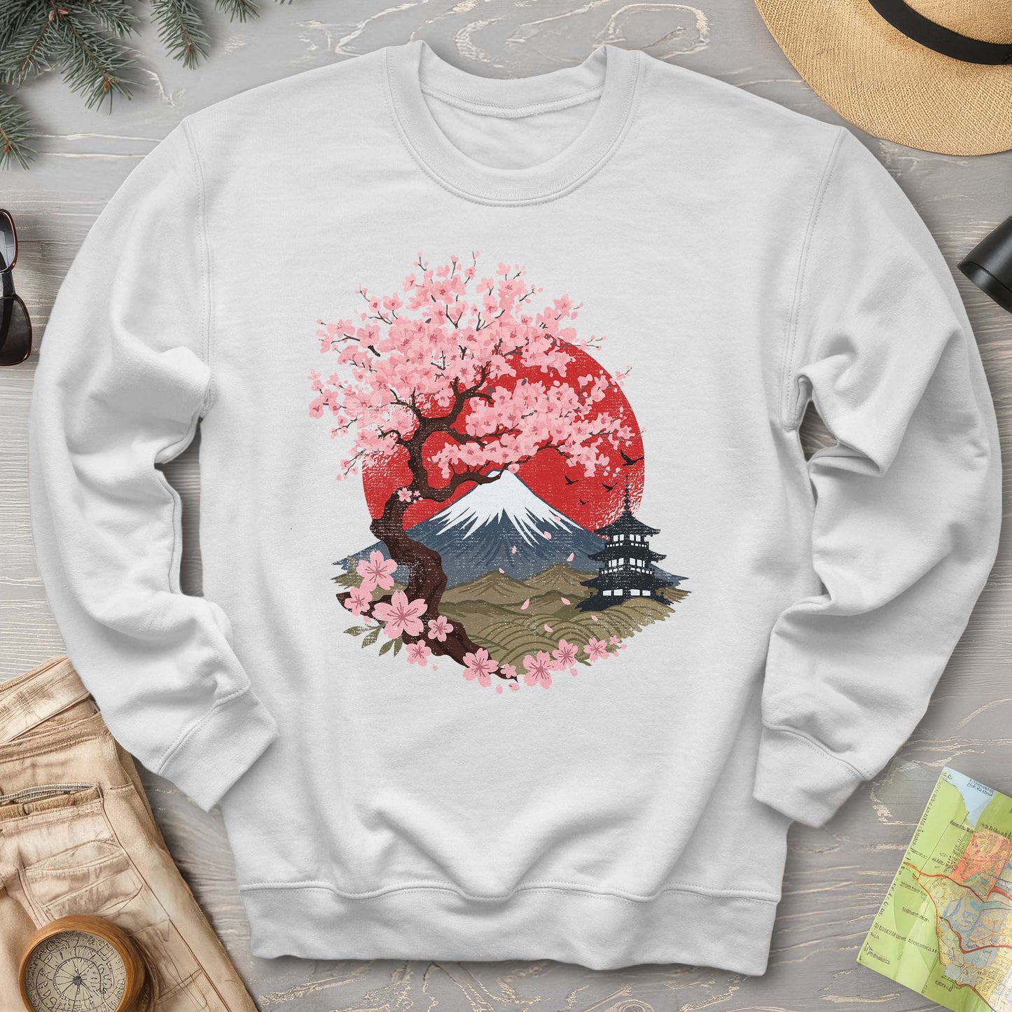 Mount Fuji Cherry Blossoms Sweatshirt
