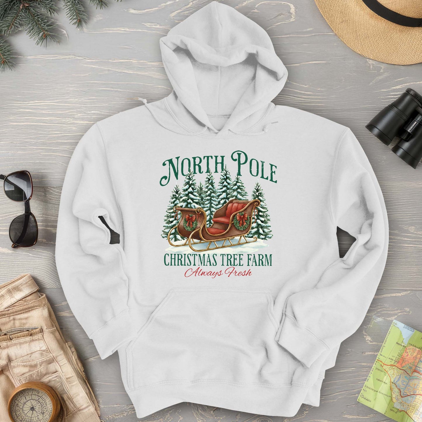 North Pole Christmas Tree Farm Hoodie