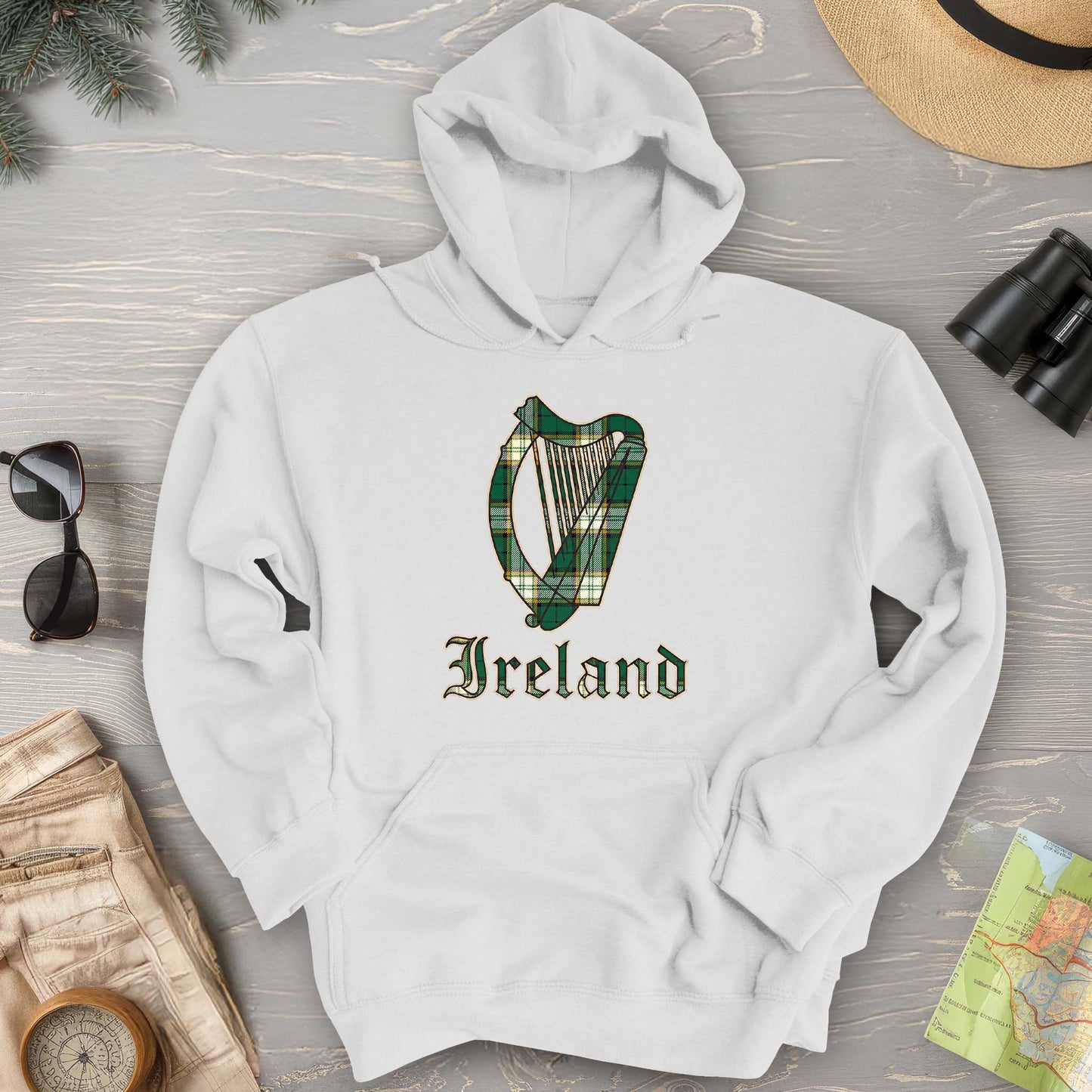 Ireland Tartan Harp Hoodie