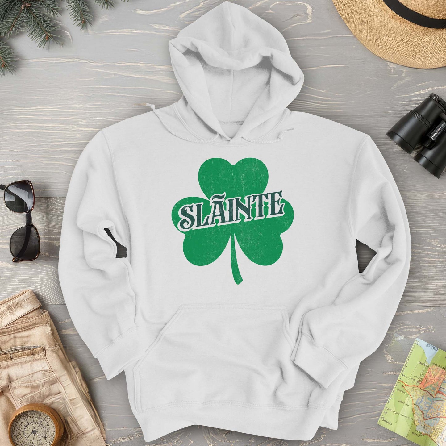 Sláinte Vintage Textured Shamrock Hoodie