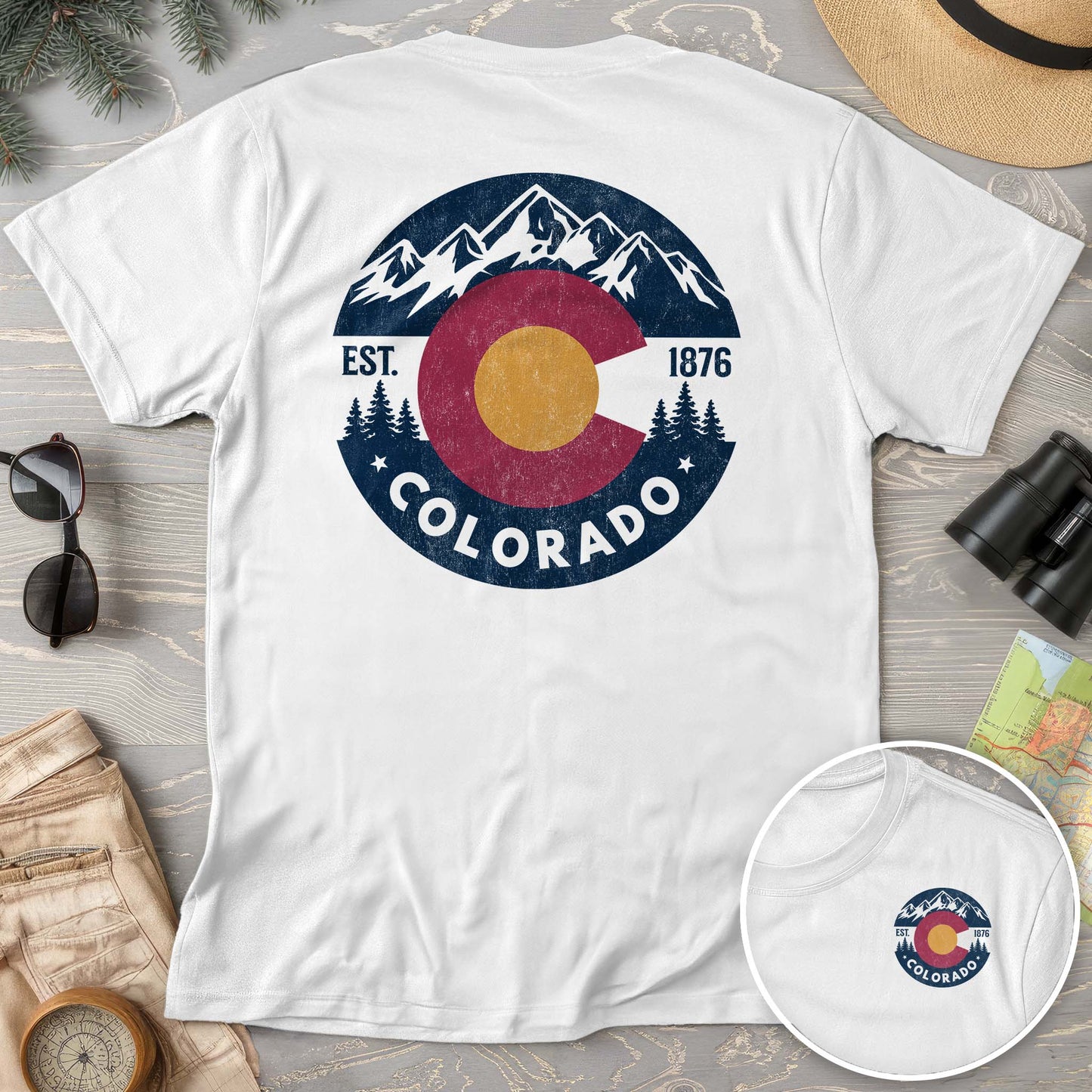 Colorado Flag Badge Textured Front/Back Comfort Colors T-Shirt
