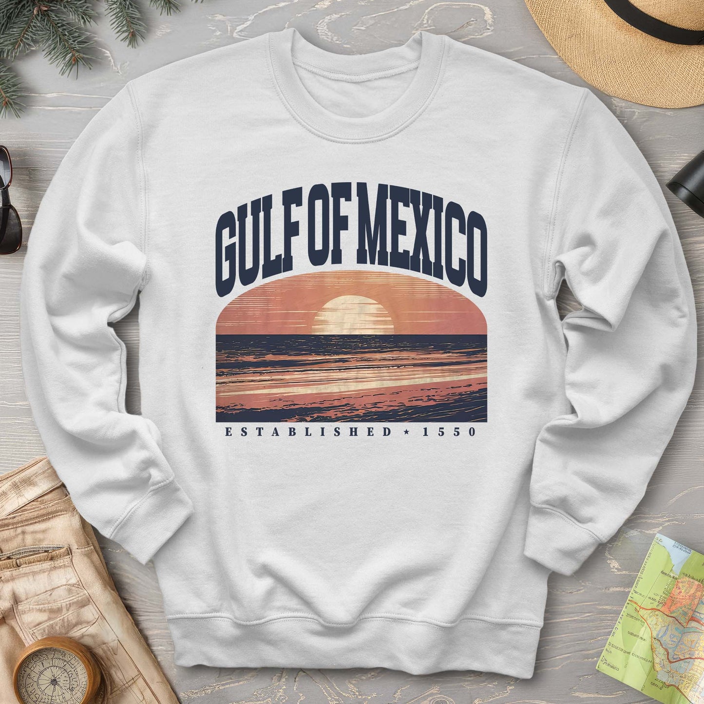 Gulf of Mexico Varsity Sunset Crewneck Sweatshirt