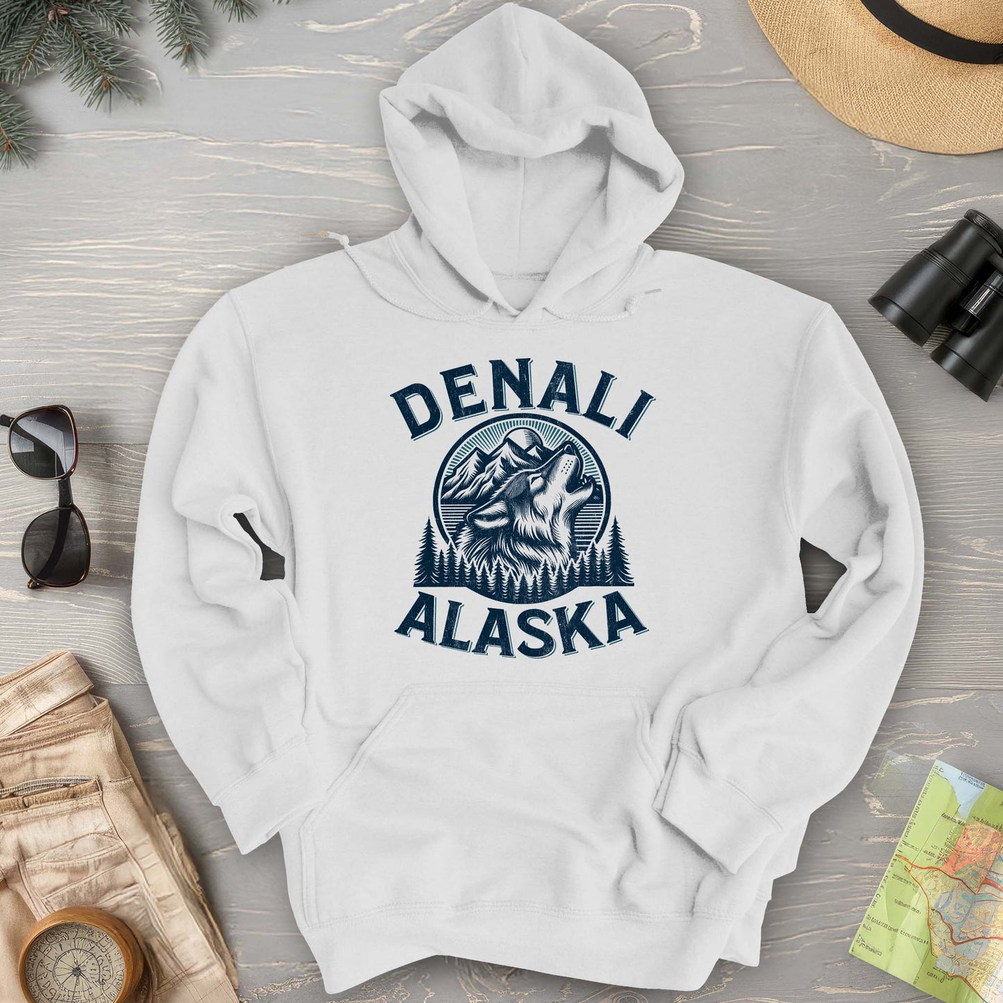 Denali National Park "Vintage Wolf" Hoodie